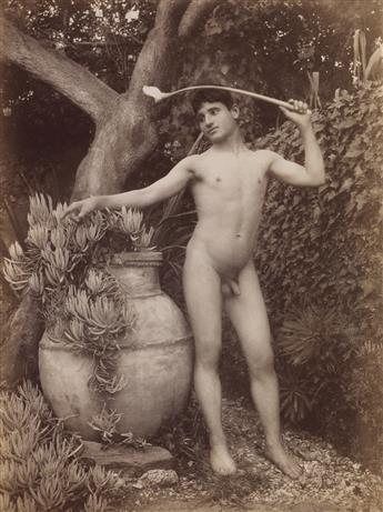 WILHELM VON GLOEDEN (1856-1931) Group of 3 photographs of nude male figures posing en plein air in Taormina, Sicily.